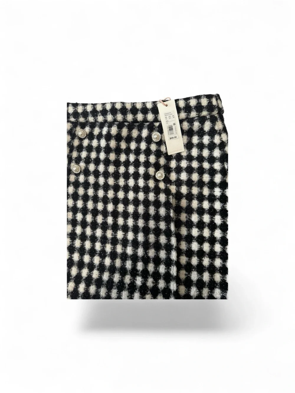 GB girls Black and White Checked Tweed Skirt & Jacket Set